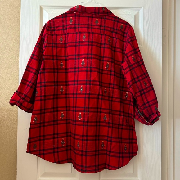 Red Plaid Holiday Blouse by Collections Etc. - Picture 6 of 7